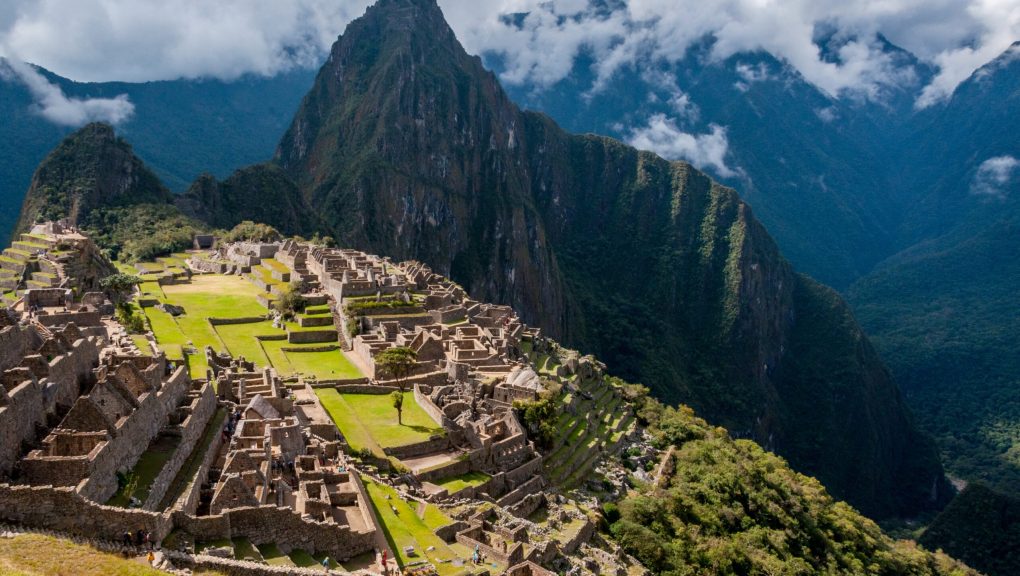 A bird's eye view of the breathtaking mountain Machu Picchu in Peru